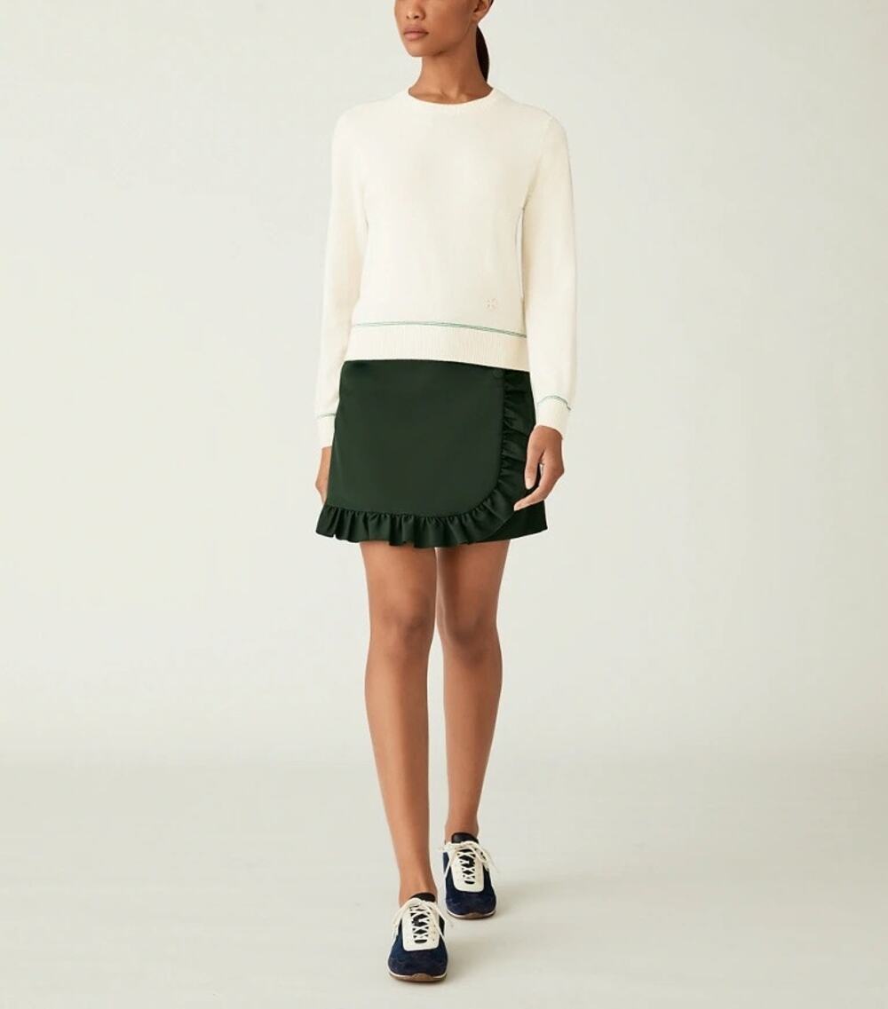 Tory Sport Tech Twill Ruffle Skort Green Preppy Medium - Picture 1 of 9